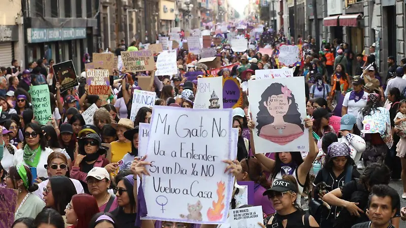 Marcha por el Día Internacional de la Mujer en Puebla